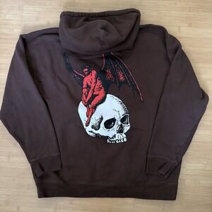 Welcome Skateboards Skate Hoodie Men's XL Brown Demon Devil Skull Sweatshirt